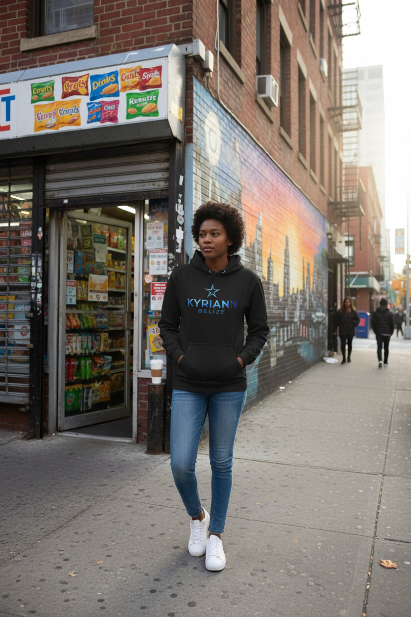 Kyriann Relief Logo Hoodie — Soft White Pullover