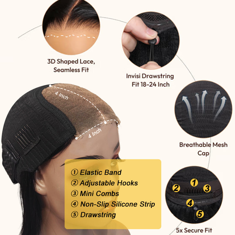 Pre-Layered Wig With Light Yaki Straight Texture 6x5 Lace Short Bob Wig For Beginner Friendly Glueless Human Hair