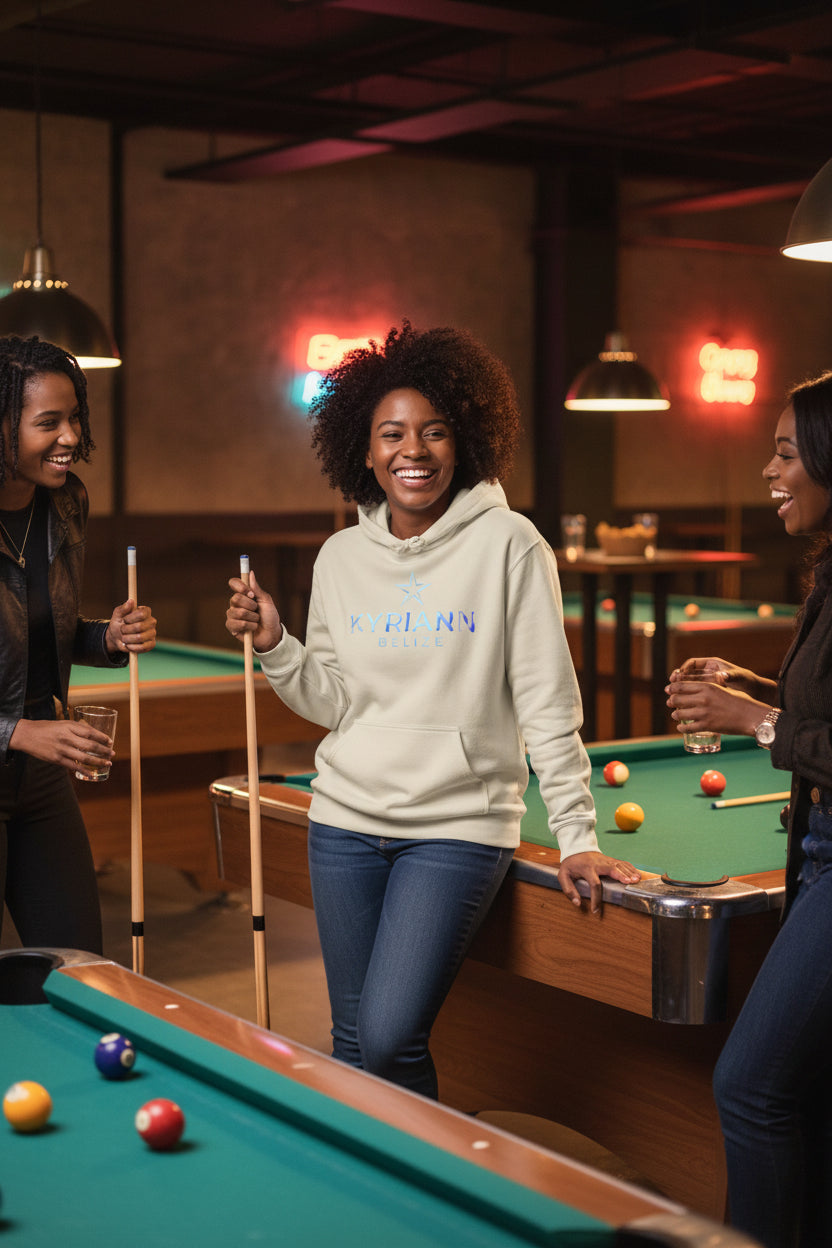 Kyriann Relief Logo Hoodie — Soft White Pullover