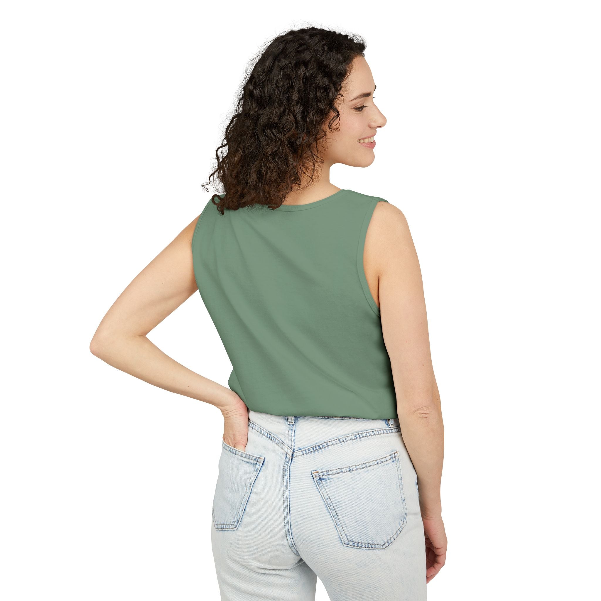 Kyriann Relief Star Tank Top — Soft White Logo Tank