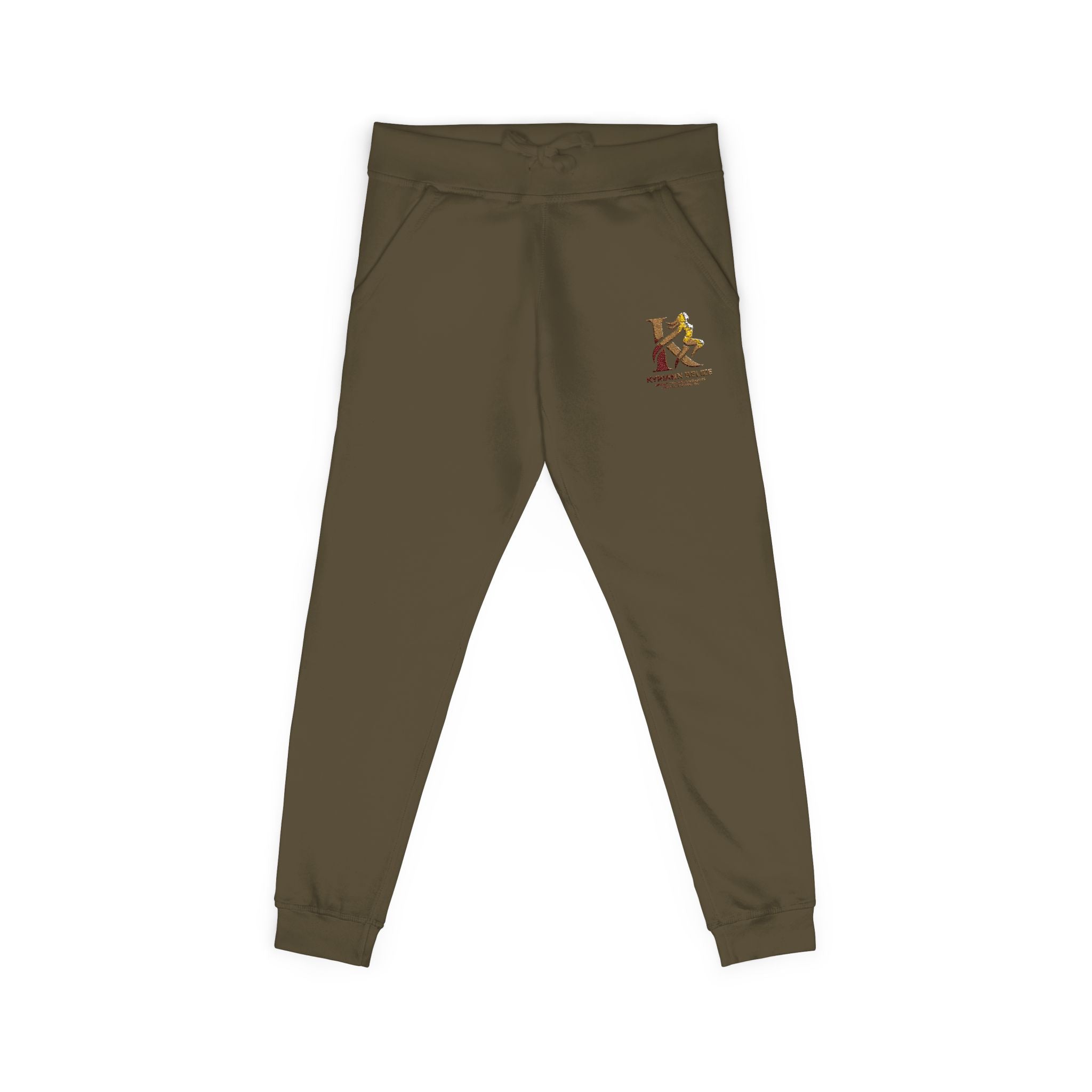 Embroidered White Fleece Sweatpants — Cozy Minimalist Joggers with Small Chest Crest