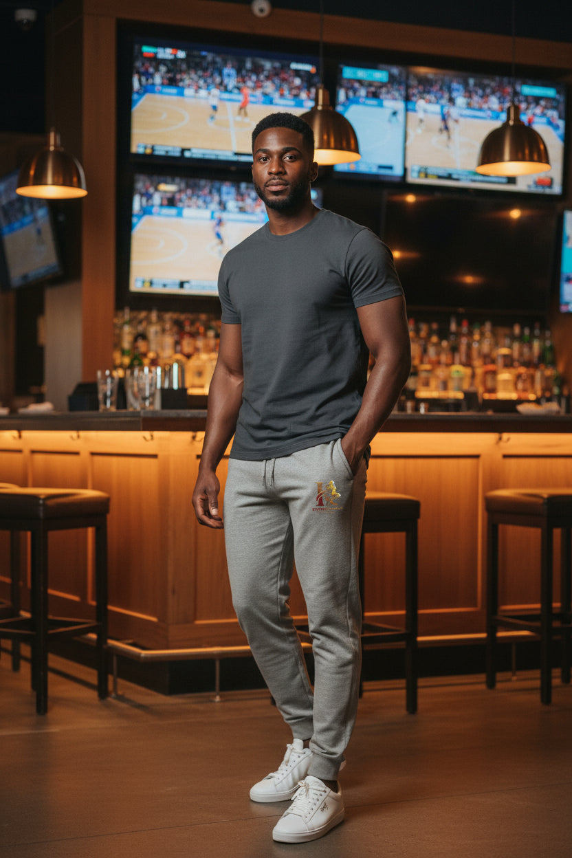 Embroidered White Fleece Sweatpants — Cozy Minimalist Joggers with Small Chest Crest