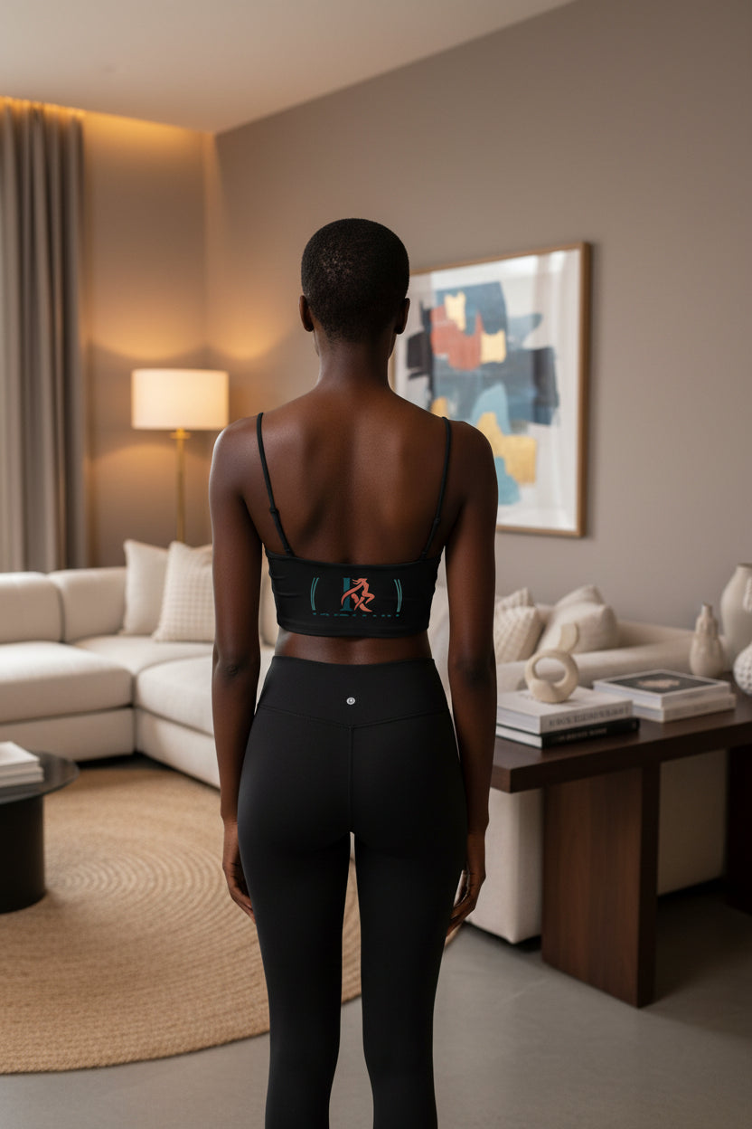 Luxe Sports Bra — Minimalist Crown Runner Logo