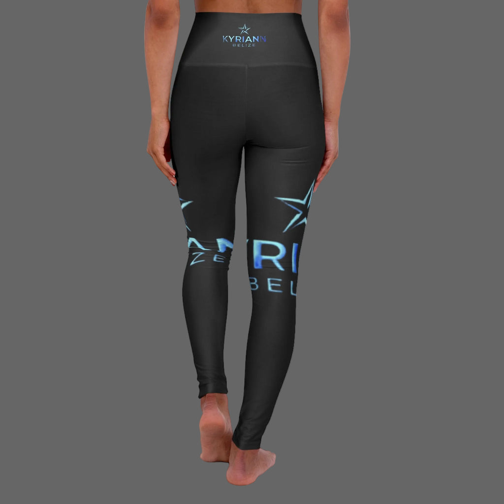 High-Waisted Yoga Leggings — Plain Black AOP Performance Leggings