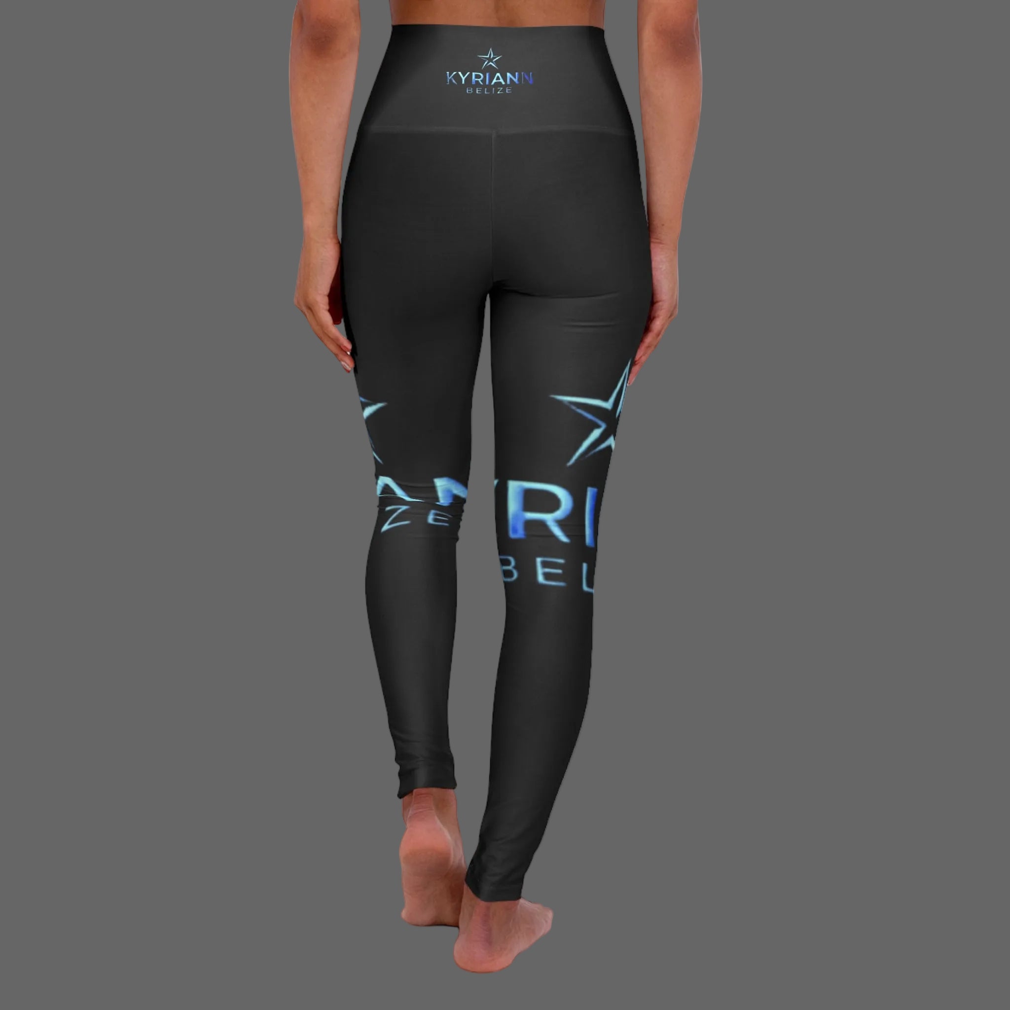 High-Waisted Yoga Leggings — Plain Black AOP Performance Leggings