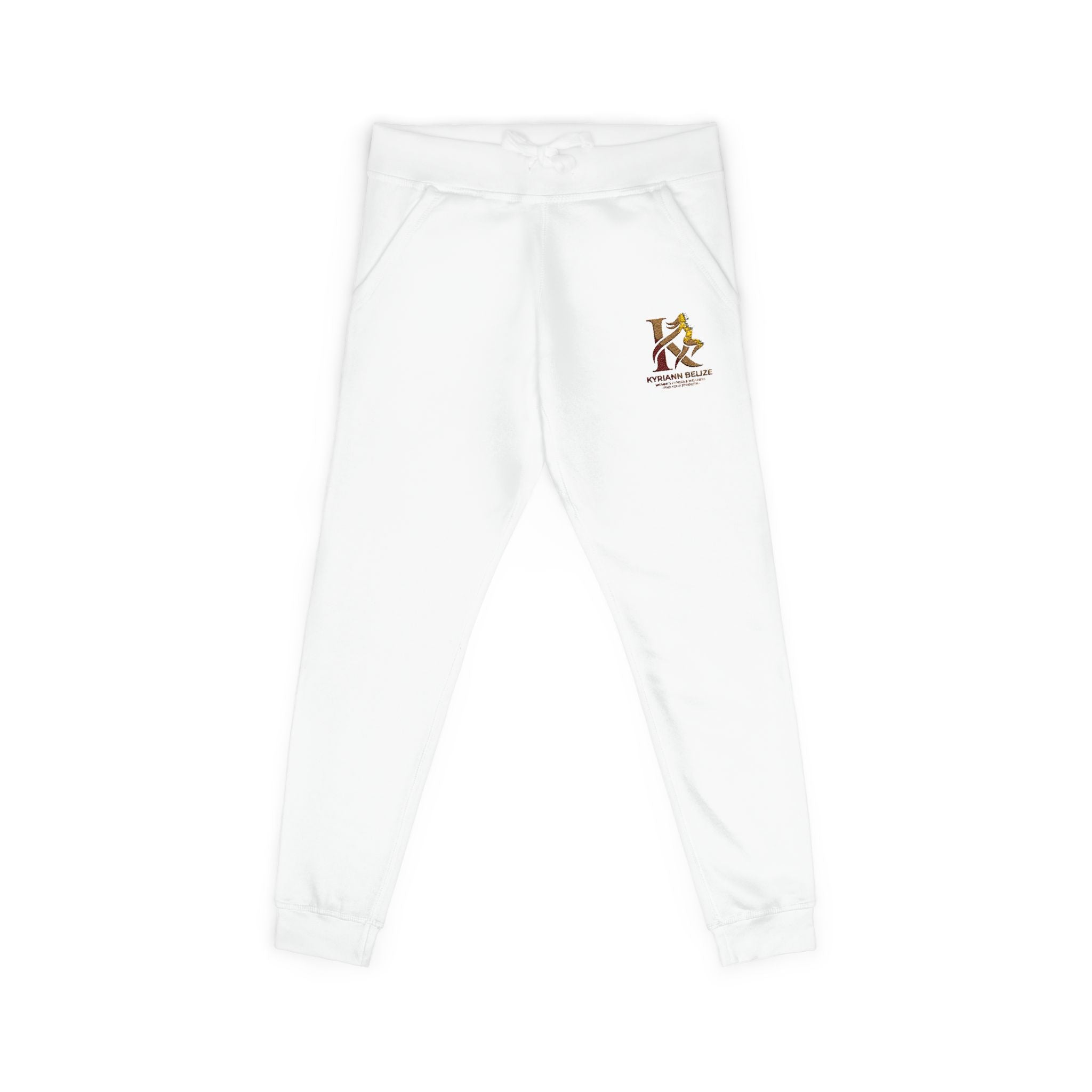 Embroidered White Fleece Sweatpants — Cozy Minimalist Joggers with Small Chest Crest