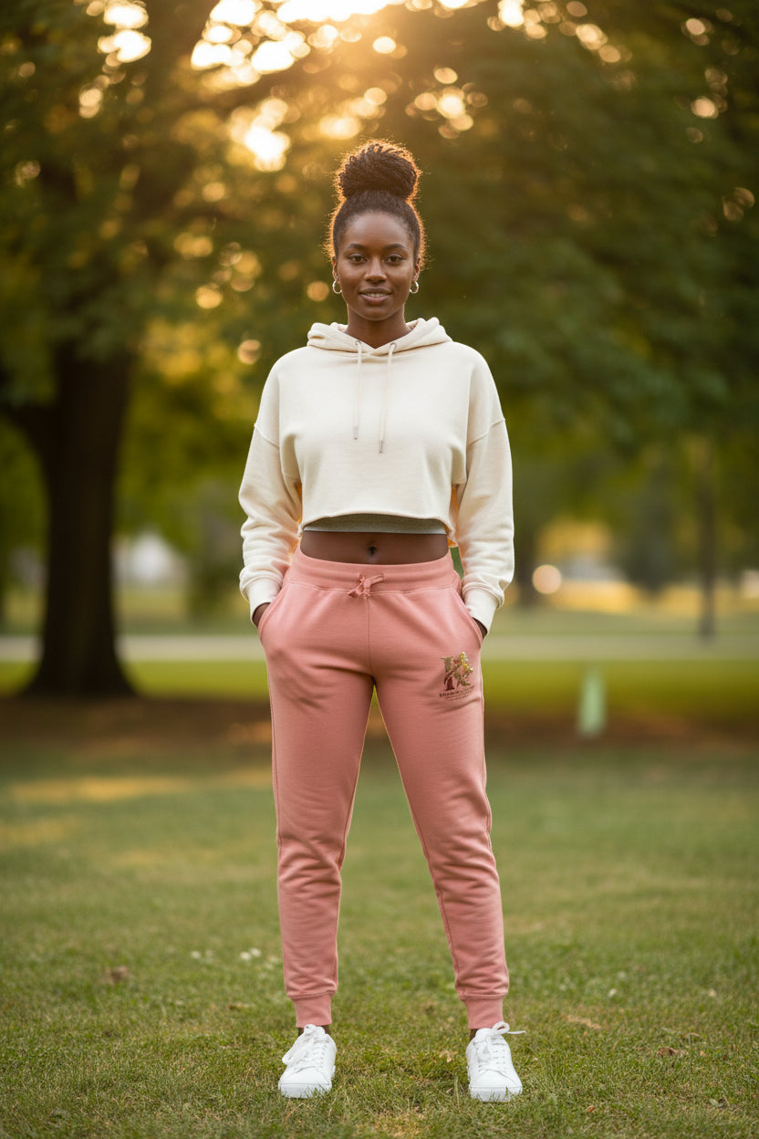Embroidered White Fleece Sweatpants — Cozy Minimalist Joggers with Small Chest Crest