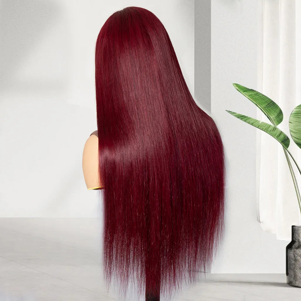 99J Color Burgundy Straight / Body Wave Wig Lace Front Wig Flash Sale