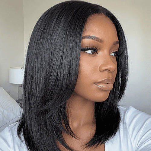 Pre-Layered Wig With Light Yaki Straight Texture 6x5 Lace Short Bob Wig For Beginner Friendly Glueless Human Hair