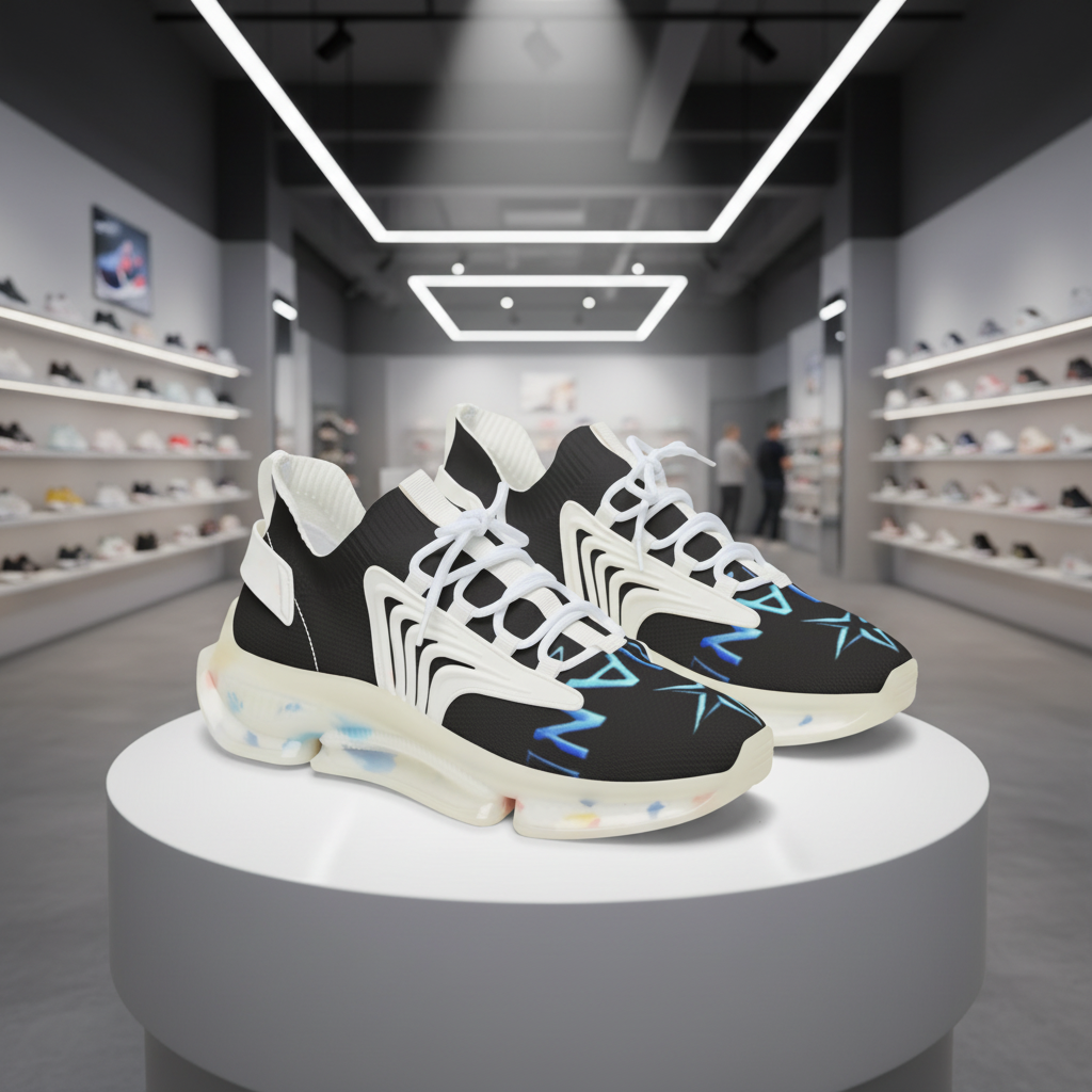 Women’s Black Mesh Sneakers — Lightweight Athletic Running Shoes with Cushioned Speckled Sole