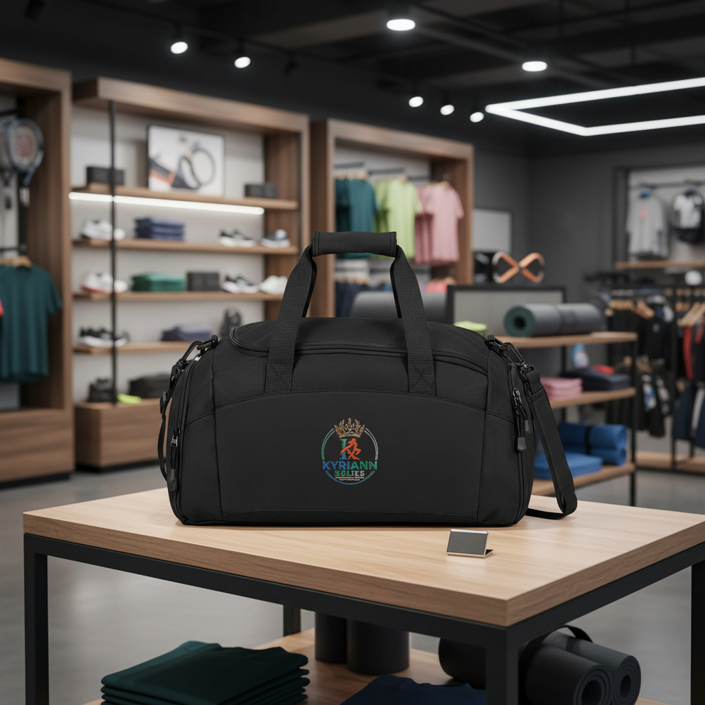 Embroidered Crown Fitness Gym Bag — Durable Black Duffel for Workout & Travel