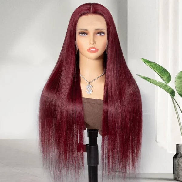 99J Color Burgundy Straight / Body Wave Wig Lace Front Wig Flash Sale