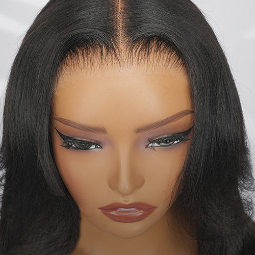 Pre-Layered Wig With Light Yaki Straight Texture 6x5 Lace Short Bob Wig For Beginner Friendly Glueless Human Hair