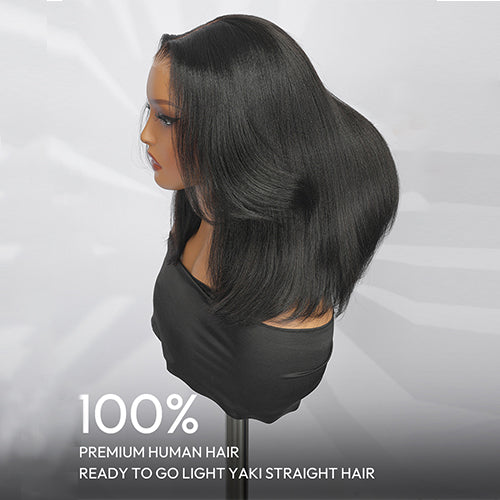 Pre-Layered Wig With Light Yaki Straight Texture 6x5 Lace Short Bob Wig For Beginner Friendly Glueless Human Hair