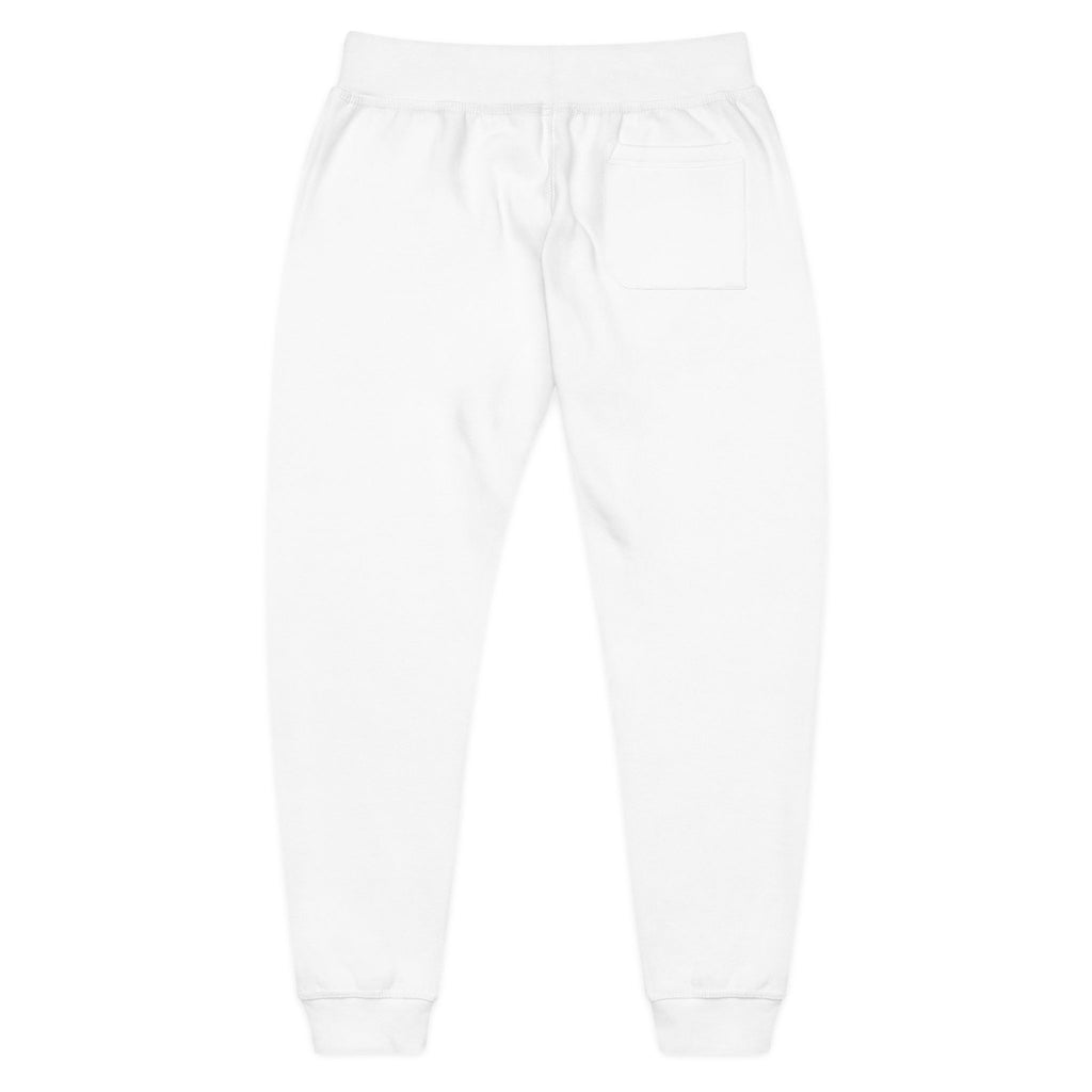 Embroidered White Fleece Sweatpants — Cozy Minimalist Joggers with Small Chest Crest