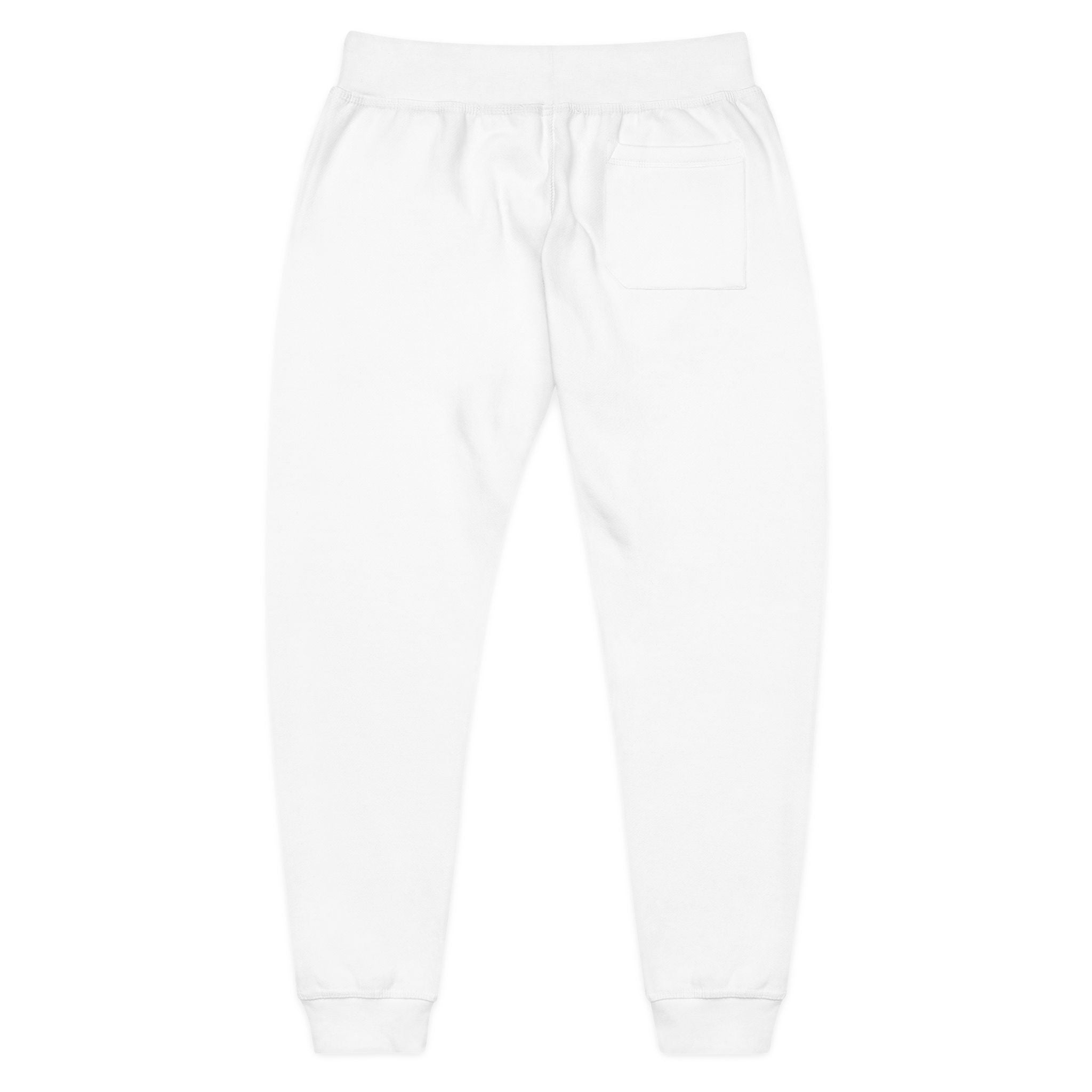 Embroidered White Fleece Sweatpants — Cozy Minimalist Joggers with Small Chest Crest