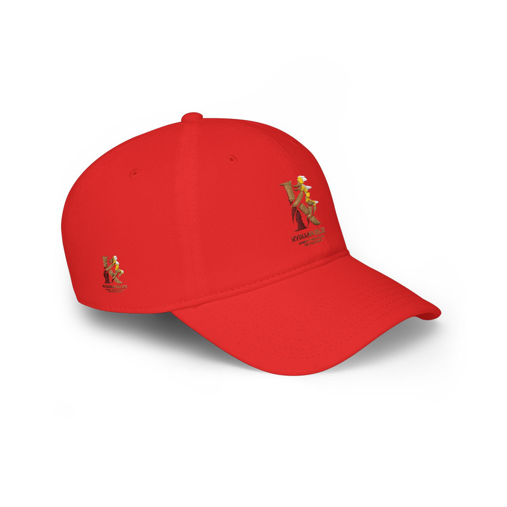 Red Low Profile Baseball Cap with Gold ‘King of Queens’ Runner Logo