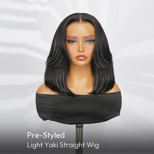 Pre-Layered Wig With Light Yaki Straight Texture 6x5 Lace Short Bob Wig For Beginner Friendly Glueless Human Hair