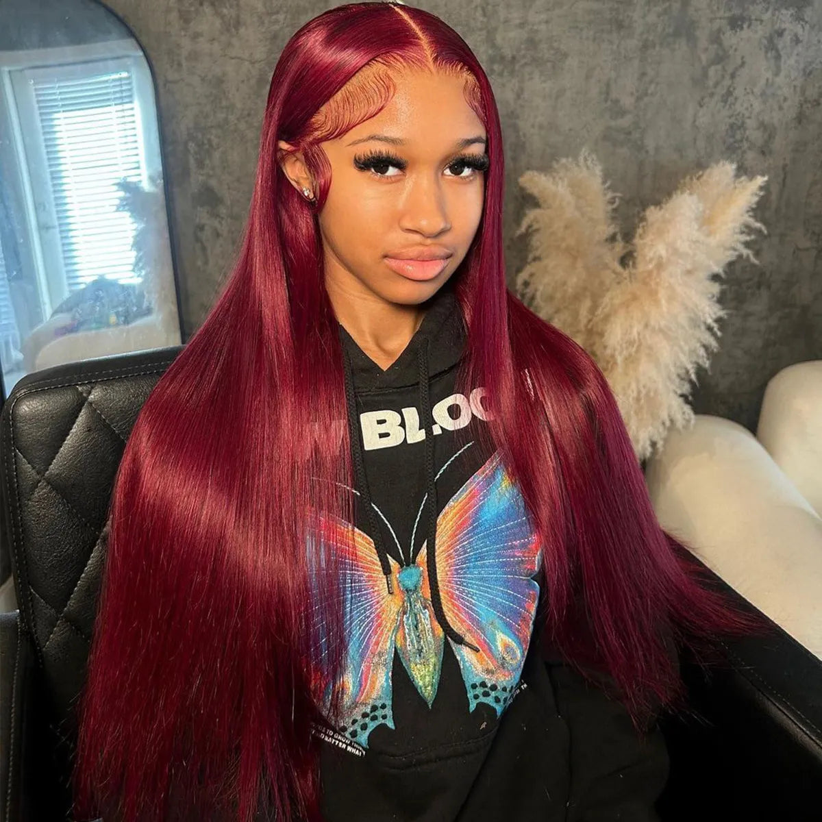 99J Color Burgundy Straight / Body Wave Wig Lace Front Wig Flash Sale