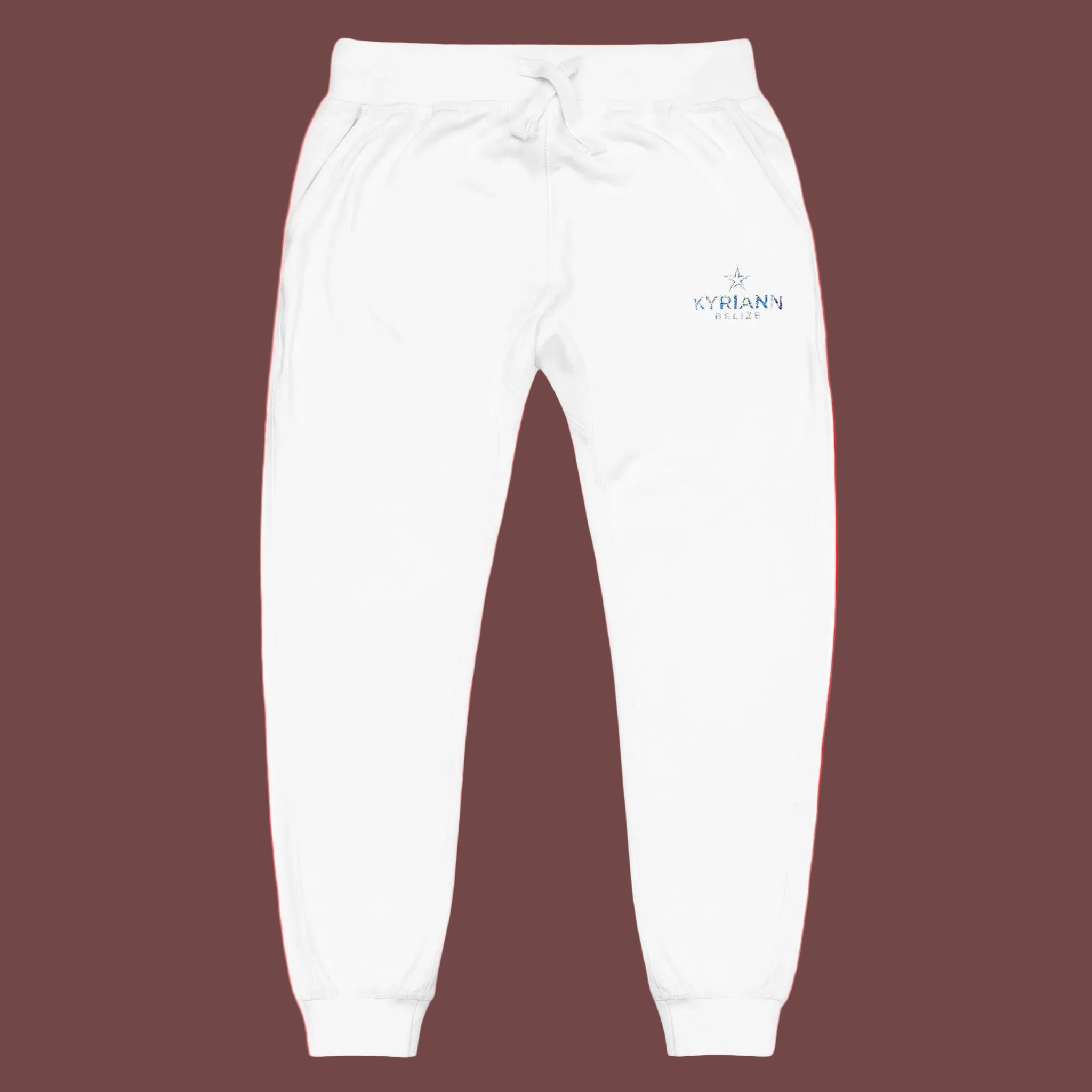 Embroidered White Fleece Sweatpants – Cozy Minimalist Lounge Joggers