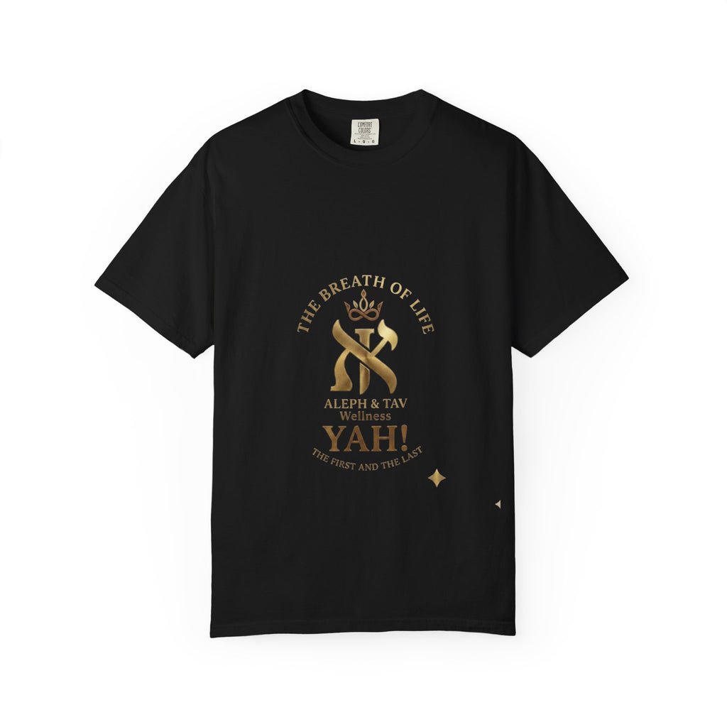 Religious Crest T-Shirt — "The Breath of Life" Alpha & Tau YAH Design