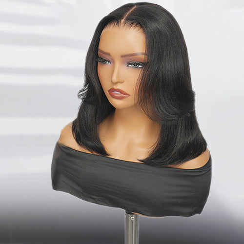 Pre-Layered Wig With Light Yaki Straight Texture 6x5 Lace Short Bob Wig For Beginner Friendly Glueless Human Hair