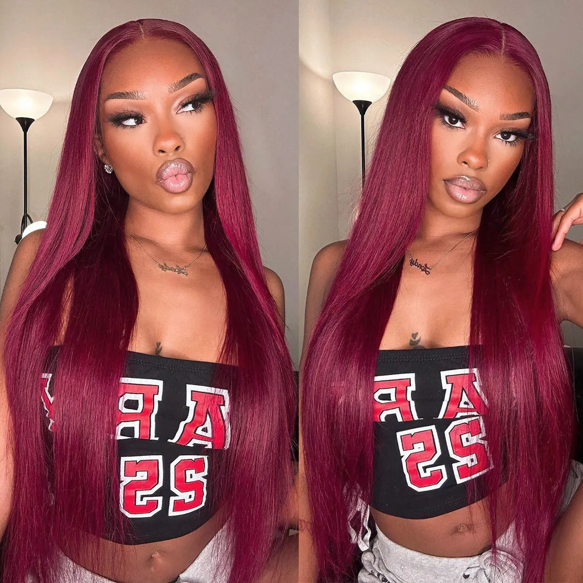 99J Color Burgundy Straight / Body Wave Wig Lace Front Wig Flash Sale