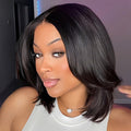 Pre-Layered Wig With Light Yaki Straight Texture 6x5 Lace Short Bob Wig For Beginner Friendly Glueless Human Hair