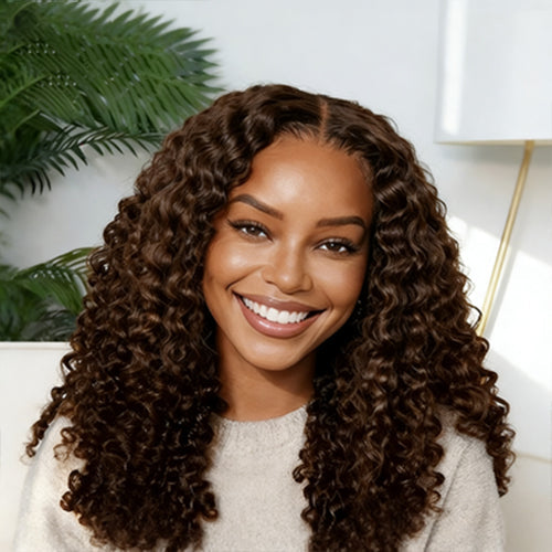 Dark Brown Burmese Curly Wig With Full Spiral Ends 6x5 Ready&Go Undetectable Lace Front Wig