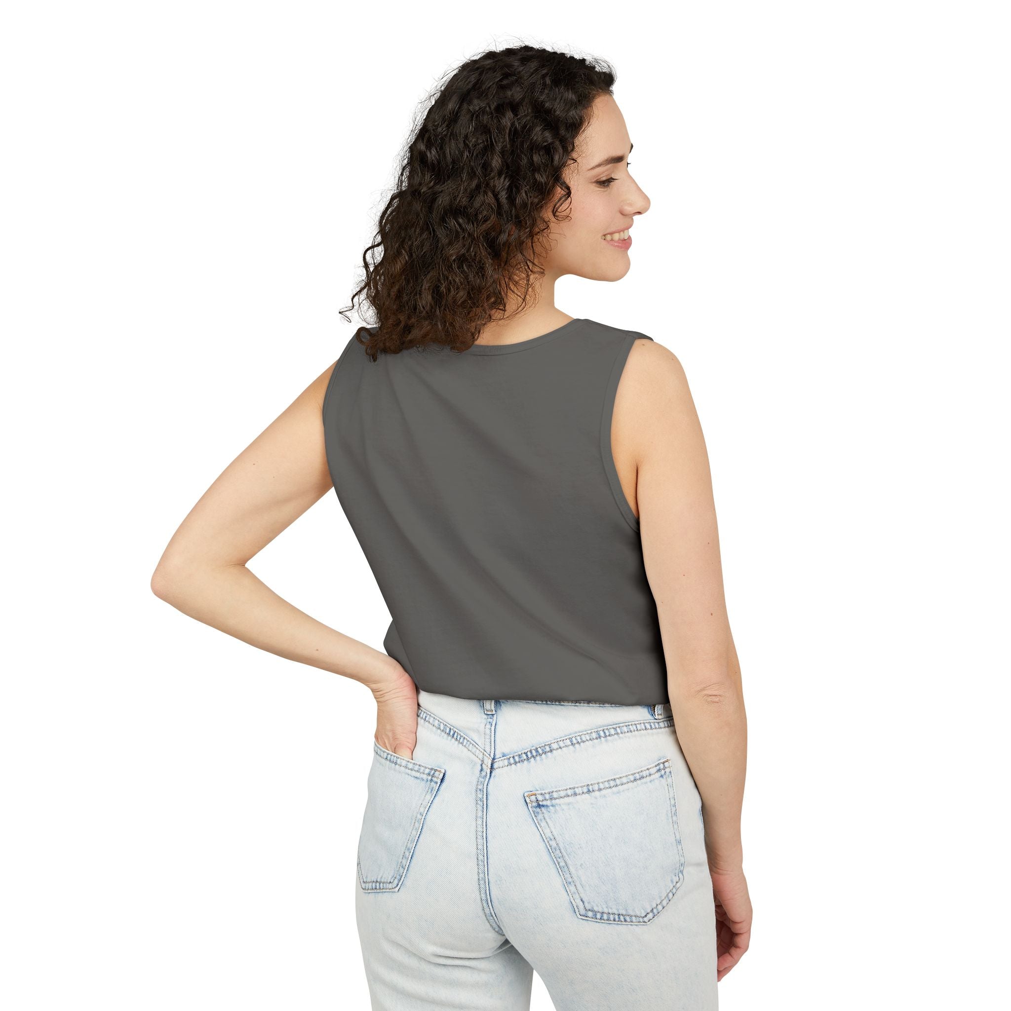 Kyriann Relief Star Tank Top — Soft White Logo Tank