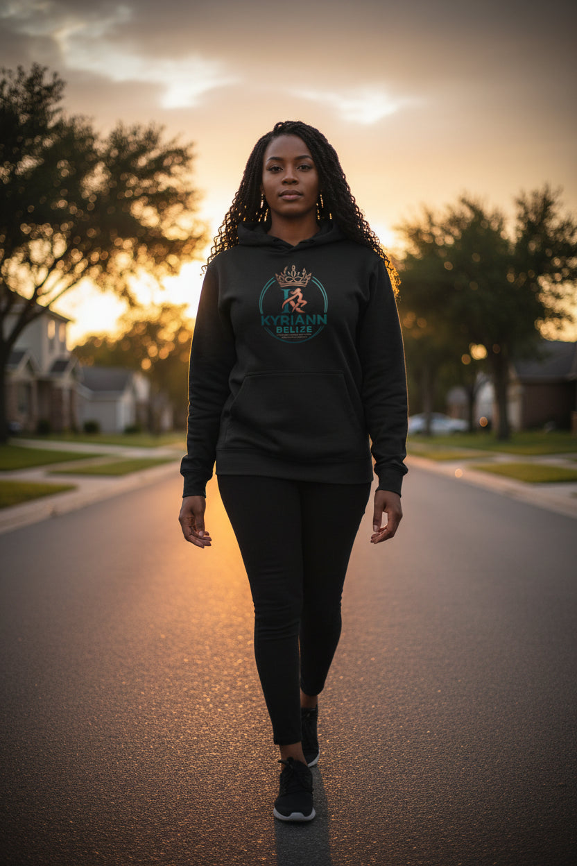 Kyriann Belize Logo Hoodie — Lightweight Three-Panel Fleece Pullover