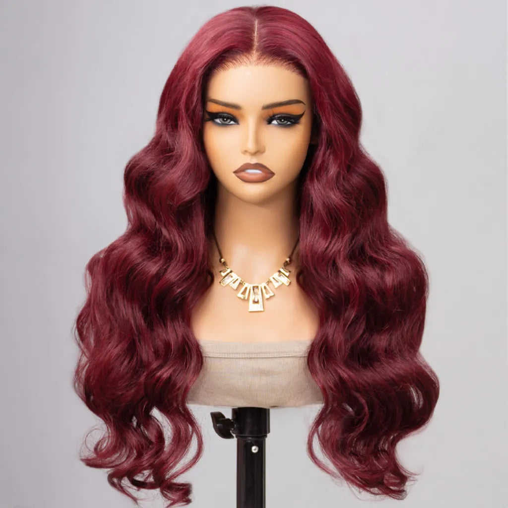 99J Color Burgundy Straight / Body Wave Wig Lace Front Wig Flash Sale