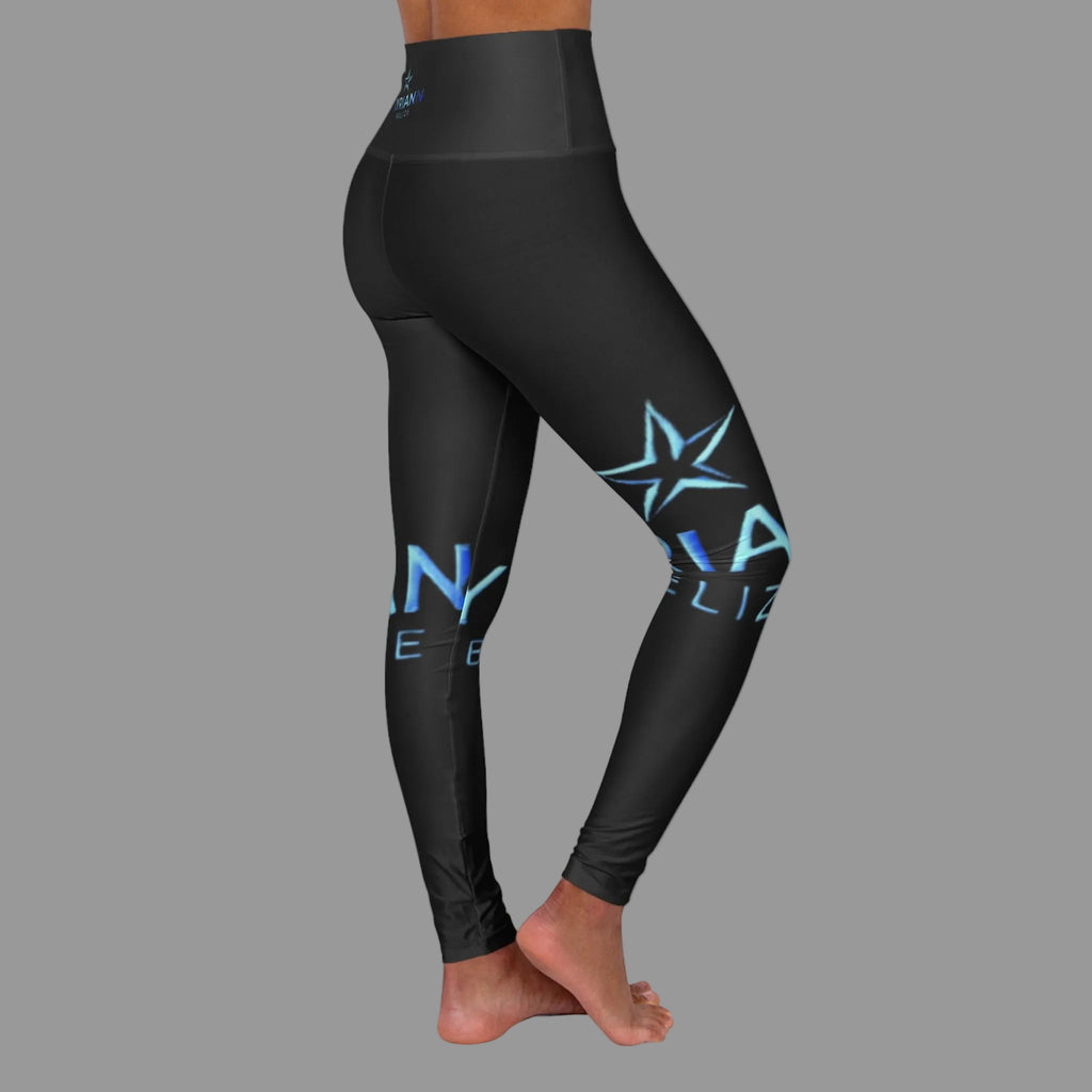 High-Waisted Yoga Leggings — Plain Black AOP Performance Leggings