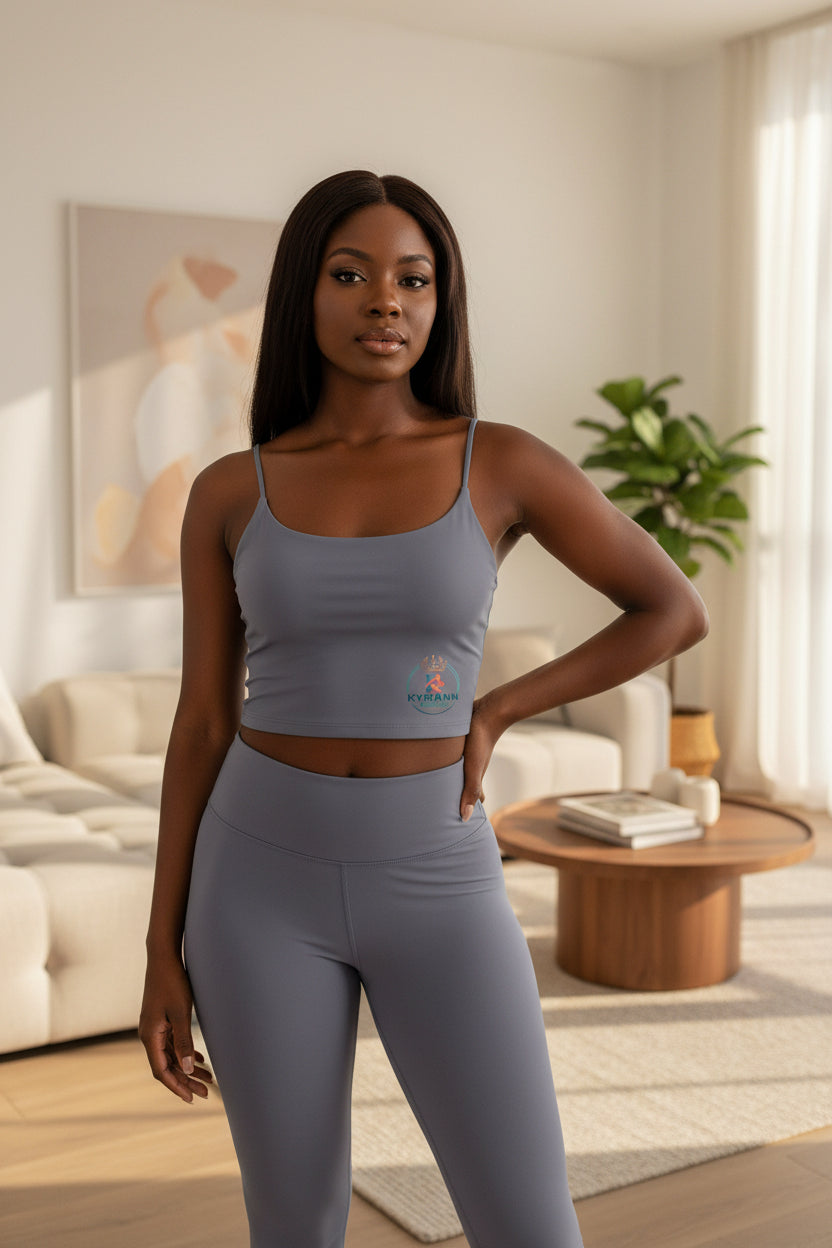 Luxe Sports Bra — Minimalist Crown Runner Logo
