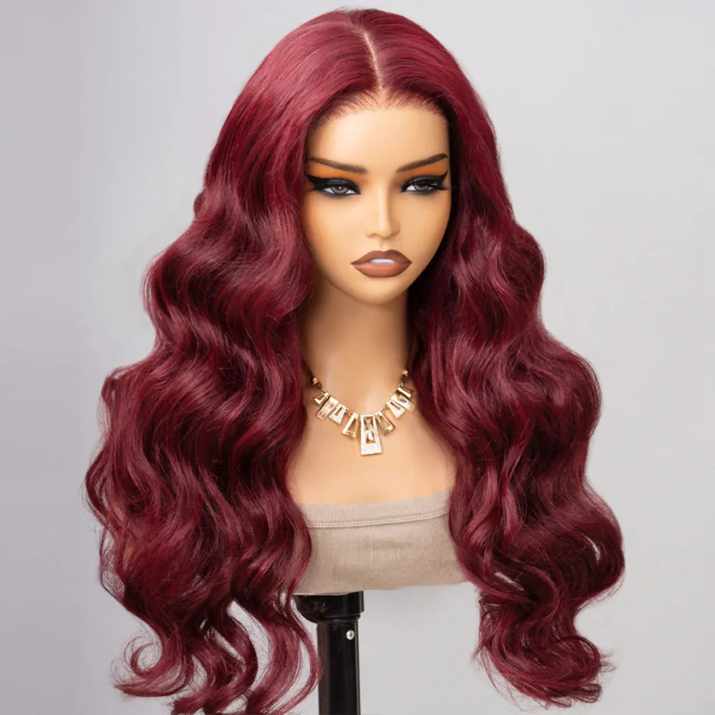 99J Color Burgundy Straight / Body Wave Wig Lace Front Wig Flash Sale