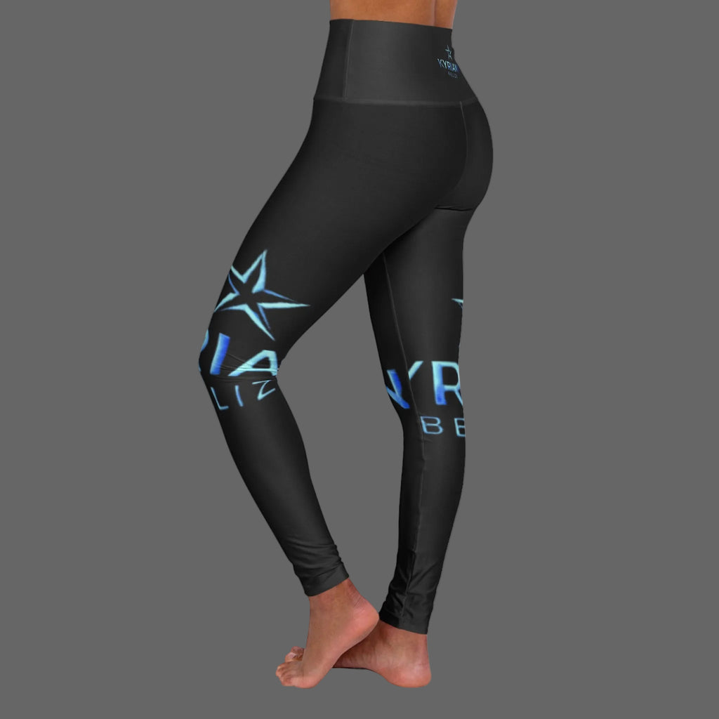 High-Waisted Yoga Leggings — Plain Black AOP Performance Leggings