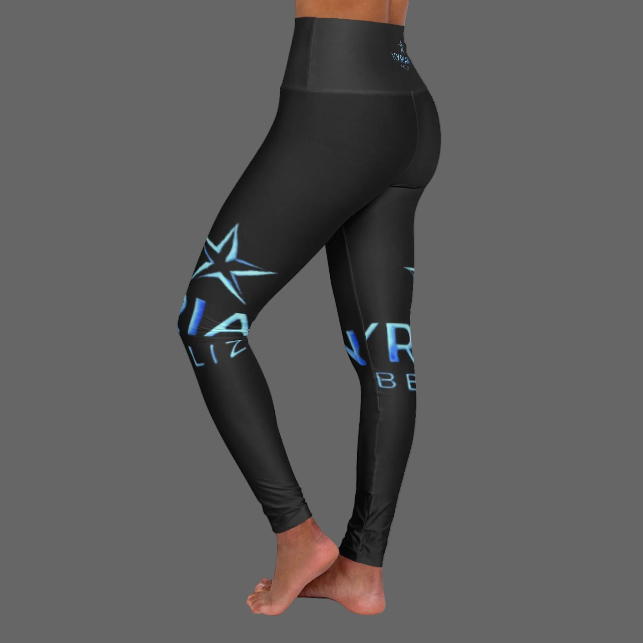 High-Waisted Yoga Leggings — Plain Black AOP Performance Leggings