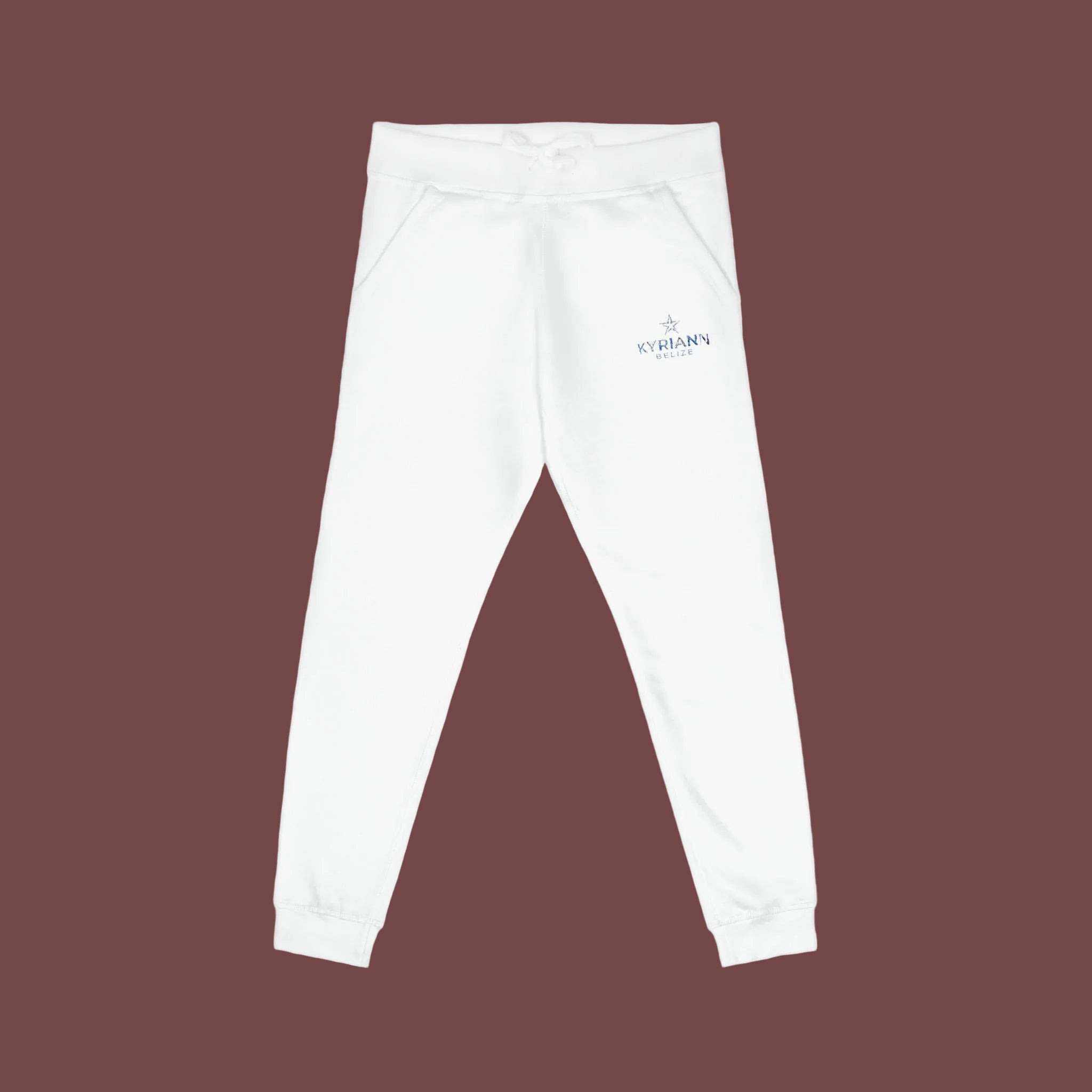 Embroidered White Fleece Sweatpants – Cozy Minimalist Lounge Joggers