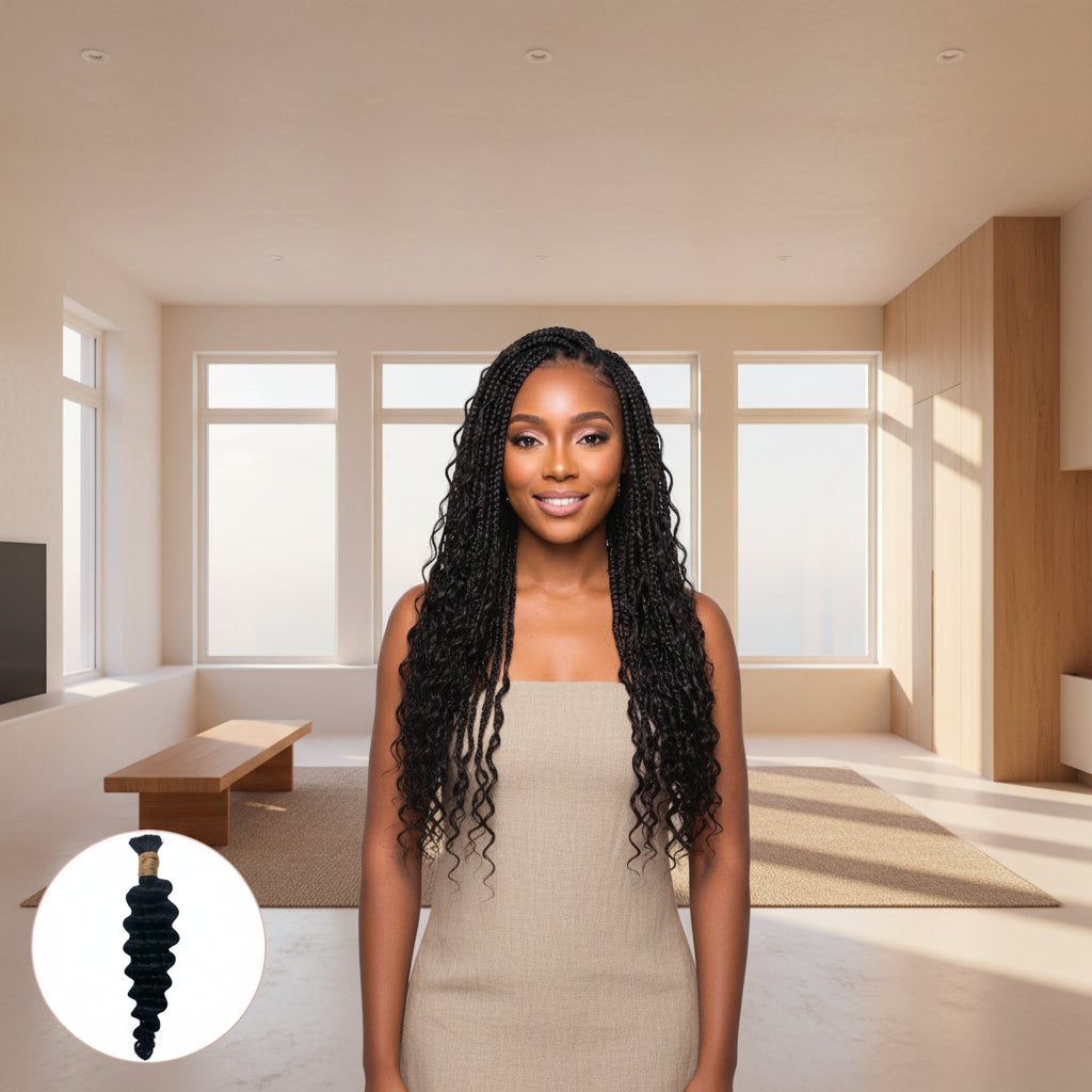 Jet Black Deep Wave Bulk 100% Human Braiding Hair