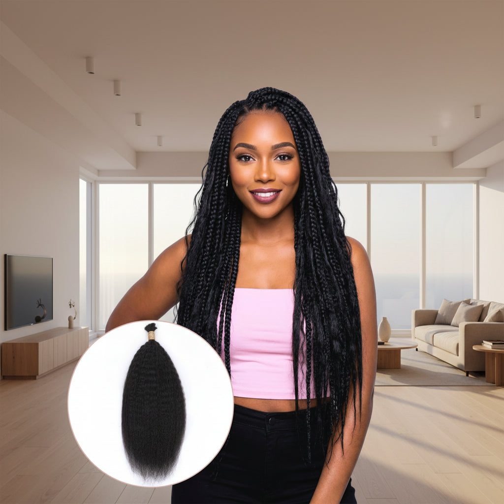 Kinky Straight Bulk 100% Human Braiding Hair