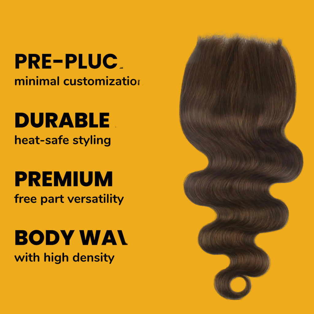 Medium Brown Body Wave 5x5 HD Lace Human Hair Closure
