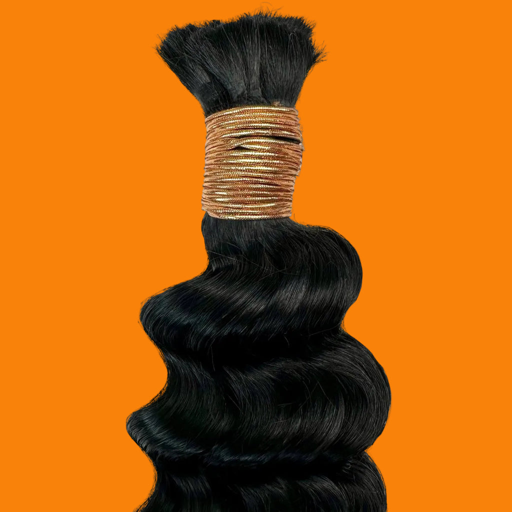 Jet Black Deep Wave Bulk 100% Human Braiding Hair