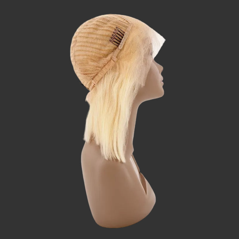 Blonde Straight 13x4 Transparent Lace 100% Human Hair Bob Wig